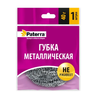 Губка из нержавеющей стали, СПИРАЛЬ, 40 г, PATERRA, 1шт. в упаковке