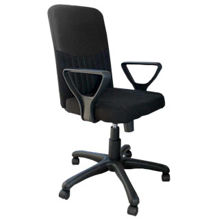 Кресло "Квадро Н" №2 (гоб/кзам, пластик) кзам чёрный + сетка чёрная